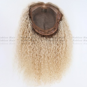 100% européen Remy bouclés topper cheveux humains topper pour les femmes mono top toupet monofilament topper bouclés cheveux humains toupet - Product Image 3