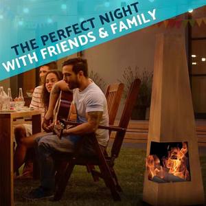 Corner Access Pyramid <strong>Steel</strong> Chiminea Wood Firepit Log Burner Heater for Garden Patio Back Yard <strong>Outdoor</strong> <strong>Fireplace</strong> - Product Image 3