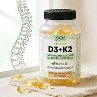 OEM/ODM Vitamine D3 K2 Végétalienne 10000 UI Gélules Molles pour Adolescents et Adultes 120 Capsules Soutien Immunitaire Santé Osseuse Antioxydant Beauté Nouveau-né