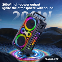 Altavoz Karaoke Inalámbrico para Exteriores Zealot Original PT21M 200W, Portátil, con Luz RGB, Batería de 48000mAh, Altavoz BT para Computadora
