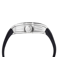 Montre mécanique automatique squelette tonneau, boîtier en acier inoxydable, bracelet en caoutchouc silicone, cadran ajouré lumineux et étanche