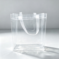 Sac fourre-tout réutilisable en PVC transparent avec poignée, sac en plastique transparent, taille personnalisée, logo, sac de shopping pour la vente au détail, les mariages et les cadeaux
