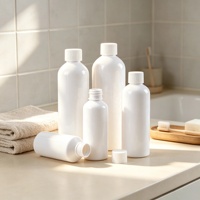 Bouteille ronde rechargeable en PET blanc de 300 ml, unique, pour les soins de la peau, les soins capillaires, le savon liquide, le gel douche, emballage cosmétique créatif