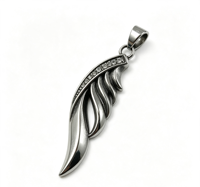 Collier pendentif ailes d'ange en diamant avec chaîne en titane style bambou pour homme et femme, cadeau rétro