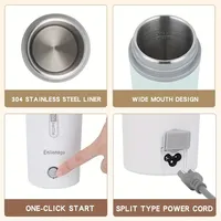Kingze 350ml chaudière à eau 3 en 1 bouilloire électrique portable voiture gobelet tasse pour voyage Camping chauffage rapide arrêt automatique
