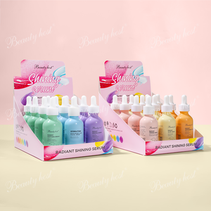 低MOQ品質60ml光沢のある女の子の顔彫刻抗酸化ブライトニング引き締めカラフルな血清はプレメイク可能グリッターセラム - Product Image 4