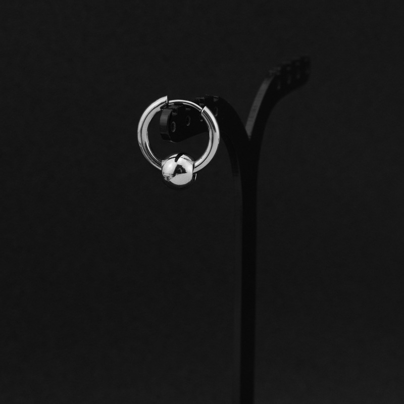 E059-Silver 1 boucle d'oreille pour oreilles percées (1 pièce)