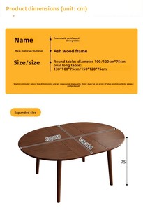 Set Tavolo da Pranzo Allungabile in Legno Massello Stile <span class=keywords><strong>Vintage</strong></span> Francese, Tavoli e Sedie Pieghevoli Rotondi e Ovali per Piccole Cucine - Product Image 6