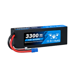 Baterai RC Racing 7.4V 3300mAh 30C LiPo Hard Case Dual XT60 EC5 Plugs Kompatibel untuk Model Berkinerja Tinggi 5200mAh/6500mAh - Product Image 1