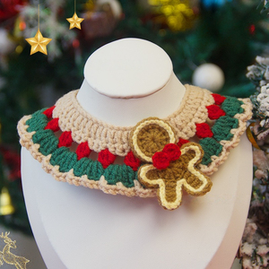 Handmade Knitted Cotton Collars Scarves Drool Bibs-Christmas Pet Decorations For <strong>Cats</strong> And Dogs Festive Dress-up Accessories