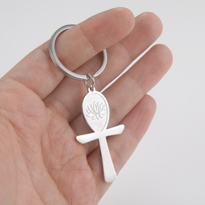 Égypte <span class=keywords><strong>Ankh</strong></span> Croix Lotus Pendentif Porte-clés pour Hommes Femmes Acier Inoxydable Porte-clés Amulette Bijoux Cadeaux - Product Image 1