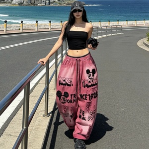 F140/FANMAJIALIE <span class=keywords><strong>Jeans</strong></span> da <span class=keywords><strong>Donna</strong></span> alla Moda con Mickey Oversize, <span class=keywords><strong>Denim</strong></span> Colorato Lavato Chiaro di Alta Qualità - Product Image 6