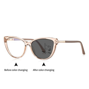 Gafas de Lectura Progresivas Fotocromáticas Anti Luz Azul para Mujer, Monturas de Gafas TR90 Modernas y Personalizadas con Diseño de Ojo de Gato - Product Image 1