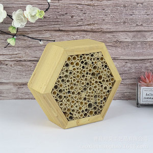 Nichoir à insectes en bois 20x7cm, maison hexagonale pour abeilles, pour jardin et usage extérieur - Product Image 2