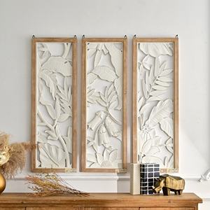 INNOVA Rectangulaire Écologique Style Ferme Décoration Intérieure Maison Cadre en Bois Fait Main Blanc Design Creux Sculpté Salon - Product Image 1