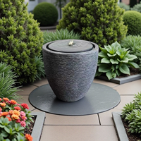 Fontaine murale solaire moderne de luxe en résine artificielle, faite à la main, autoportante, pour jardin intérieur/extérieur, avec circulation d'eau