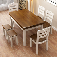 Ensemble table et chaises en bois massif, design moderne et minimaliste, assemblage à mortaise et tenon, mobilier rectangulaire pour la maison, 12 mètres