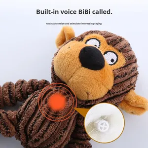 Pet Supplies Cute Animal Pet Plush <b>Toy</b> Stuffed Dog Squeaky <b>Toy</b> Durable Corduroy Chew <b>Toy</b> Bite-Resistant Teeth Grinding For Puppy - Product Image 2