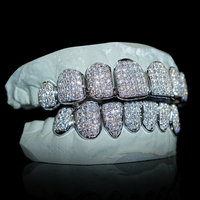 Fine Hip Hop Moissanite Grillz personnalisé véritable plaqué or 925 argent glacé réglage droit VVS Moissanite diamant dents Grillz