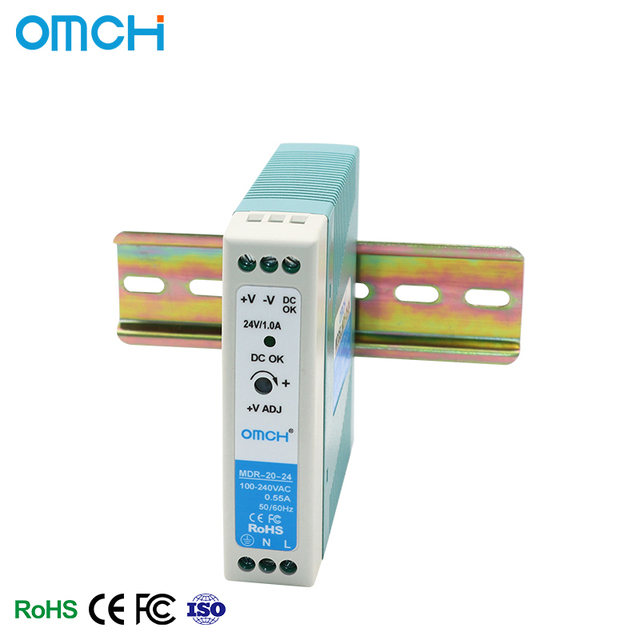 OMCH MDR-20-5/12/24 Din-rail AC-DC Switching Power Supply 5V/12V/24V (3A/1.67A/1A) Single Output Industrial SMPS RoHS CE ISO9001