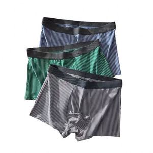 Calzoncillos bóxer a rayas de tiro medio para hombre, talla grande, pantalones de cuatro esquinas, tela de punto sexy, venta al por mayor para comercio electrónico transfronterizo. - Product Image 1
