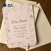 Cartes de vœux de luxe avec logo personnalisé, cartes d'invitation en relief avec feuille d'or, invitations personnalisées pour baby shower, mariage, fête