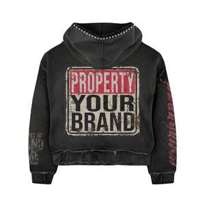 OEM özel erkek Retro eşofman ağır asit yıkanmış pamuk Vintage yama Hoodie çizgili Flared <span class=keywords><strong>Sweatpants</strong></span> erkek seti - Product Image 3