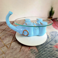 Estatua de mesa de fibra de vidrio con forma de elefante minimalista, modelo de escultura de escritorio moderna y creativa con diseño de mono de dibujos animados y leopardo central, modelo Love