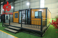 Grande maison préfabriquée en conteneur d'acier extensible de 20 pieds ou 40 pieds, deux chambres, une salle de bain, utilisation pour supermarché, design moderne, certifiée CE