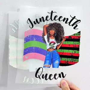 Vente chaude Juneteenth personnalisé dtf fer sur plastisol imprimable vinyle film conçoit transfert de chaleur impression autocollant logo pour t-shirts