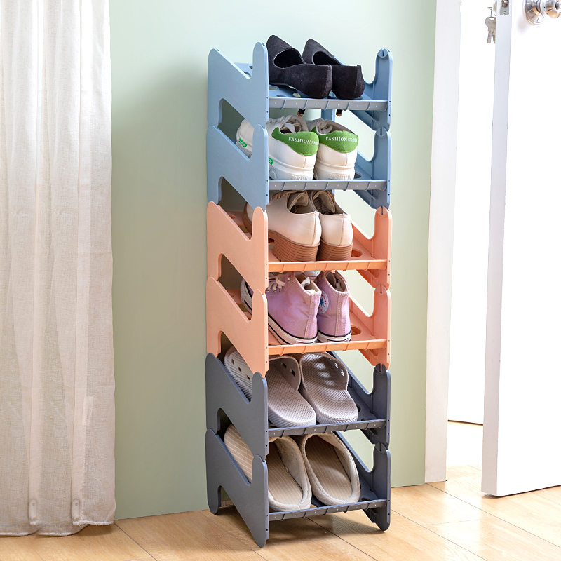 Estante de almacenamiento de zapatos para baño, organizador de almacenamiento desmontable, montaje doméstico, Zapatero plegable apilable de plástico