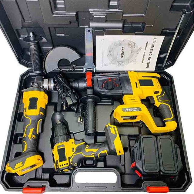 Power Drills Kit 21v Portable Household Cordless Drill Set Electric Tool Kit Angle Grinder Hammer Drill for Household Use