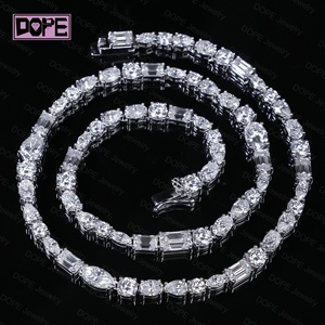 Chaîne de moissanite 5 mm, formes multiples, diamant VVS certifié GRA, collier en argent 925, chaîne <span class=keywords><strong>tennis</strong></span> en moissanite sertie de pierres - Product Image 2