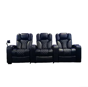 Classic black home theater chair Cinema sofa 2 rows of electric recliner seat chair Recliner sofa set furniture