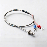Capteur de température à thermocouple de type K avec ressort de compression à vis M6, sonde 0-800°C, câble isolé en fibre de verre de 0,5/1/2 m
