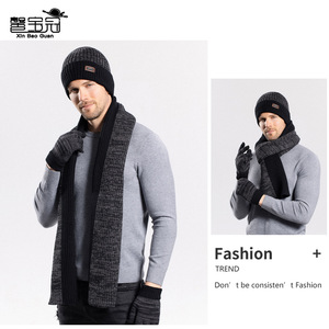<span class=keywords><strong>Ensemble</strong></span> trois pièces en laine jacquard teinte en fil, <span class=keywords><strong>bonnet</strong></span>, gants et écharpe, pour <span class=keywords><strong>homme</strong></span> adulte, hiver, extérieur, velours chaud, protection des oreilles, tricoté - Product Image 3