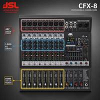 Console de mixage professionnelle 8 canaux JSL CFX-8 avec 99 effets DSP, USB, Bluetooth, MP3 pour performances live