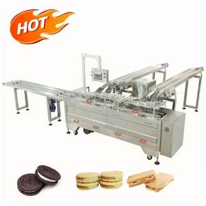 Tùy chỉnh 3 + 2 Kem bánh sandwich Biscuit dây chuyền sản xuất hai làn Xe Máy Làm với bao bì túi - Product Image 1