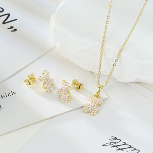 Moda Vintage da donna Set di gioielli in rame placcato oro 18K luce di lusso orecchini collana di perle per regali all'ingrosso - Product Image 3