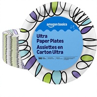 Assiettes en carton For Basics Ultra 10 pouces jetables, résistantes aux micro-ondes, aux liquides et aux coupures, paquet de 100 unités (l'emballage peut varier)