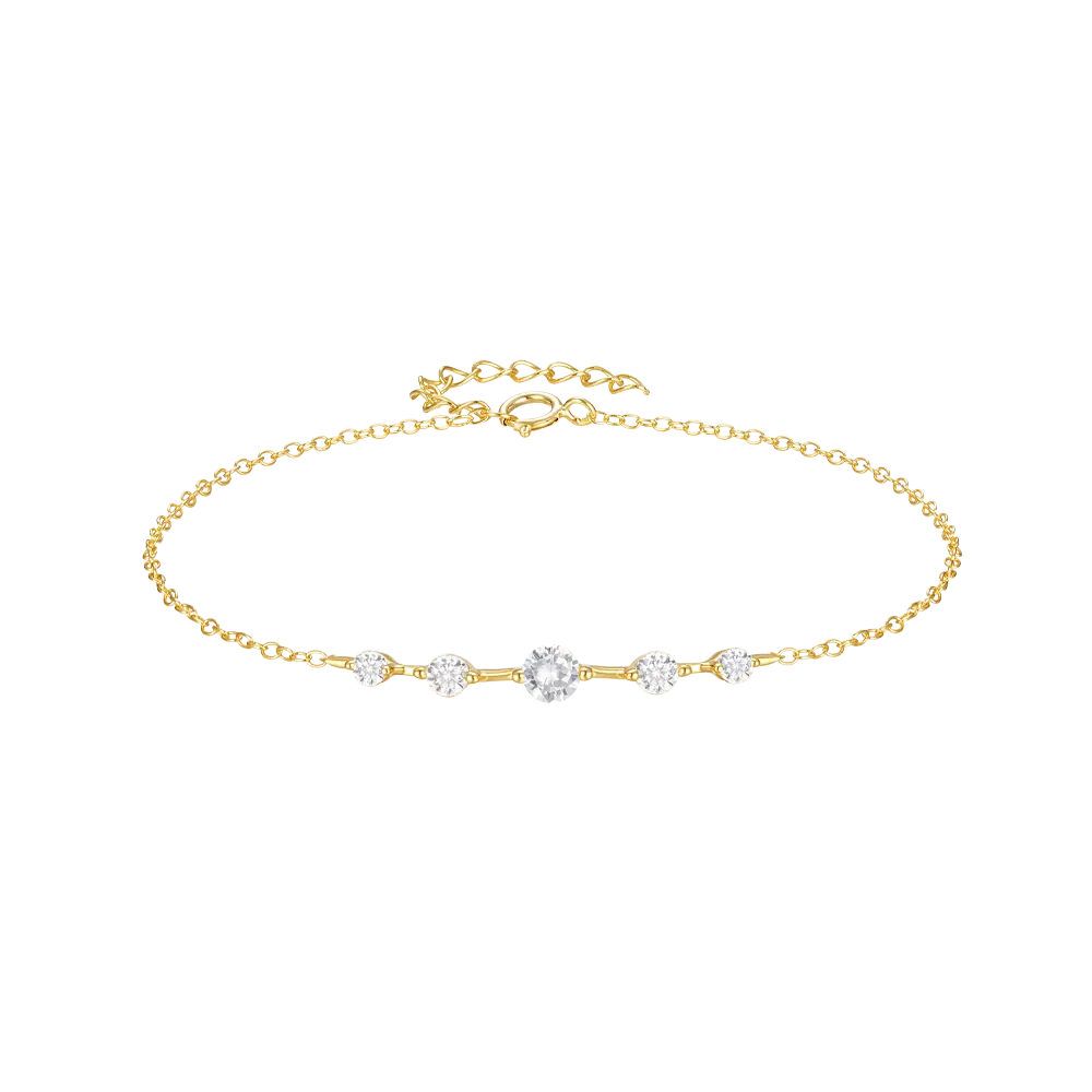 Mode Minimalistische Sieraden 925 Sterling Zilver Eenvoudige Rij Diamant Vijf Zirkoon Vergulde Armbanden Voor Vrouwen