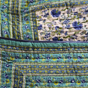 Colcha Kantha India Vintage de Diseño Premium, Estampada, Cosida a Mano, de Algodón con Patrón Impreso para Cubrecama, Gudari para Hotel - Product Image 1