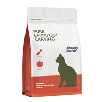 Sac d'emballage alimentaire personnalisé pour animaux de compagnie pochette à fond plat à 8 joints latéraux pour chien chat friandises pour aliments secs refermable sac en aluminium kraft écologique