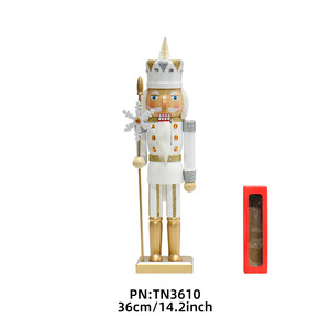 <span class=keywords><strong>Casse</strong></span>-<span class=keywords><strong>noisette</strong></span> en bois élégant blanc et or de 36 cm avec sceptre flocon de neige et couronne ornée de bijoux - Product Image 2