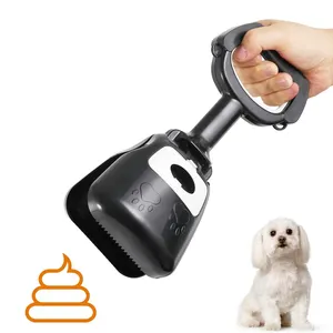 Limpiador portátil para recoger excrementos de perro, recogedor de mascotas con mango largo, 28cm