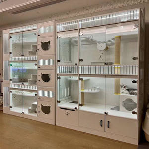 Lüks 3-Layer kedi Villa özelleştirilebilir ahşap kedi kafes sıcak satmak ev mobilyası ile zarif iç Pet House - Product Image 5