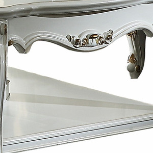 HMS 36 \ "tavolino da caffè in resina bianca e legno con mensola tavolo quadrato resistente per mobili da soggiorno - Product Image 5