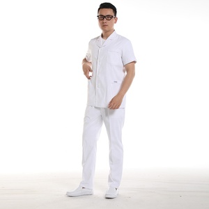 Consegna veloce <span class=keywords><strong>100</strong></span>% Manica Corta In <span class=keywords><strong>Cotone</strong></span> <span class=keywords><strong>Bianco</strong></span> Medico Abito Camici da laboratorio Medico Ospedale Personale Scrubs Medico Uniforme Top - Product Image 6