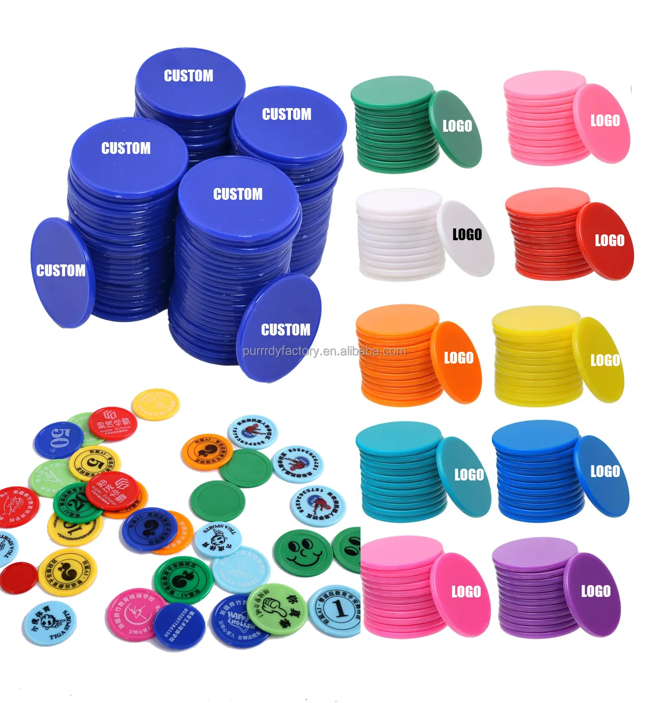 Logo kustom putaran kecil konter pembelajaran plastik disk Chip menghitung penanda cakram untuk praktek matematika Chip Poker Token permainan