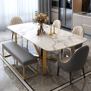 Homfun — ensemble de <span class=keywords><strong>table</strong></span> <span class=keywords><strong>à</strong></span> <span class=keywords><strong>manger</strong></span> en verre et marbre, style moderne, haut de gamme, <span class=keywords><strong>table</strong></span> <span class=keywords><strong>à</strong></span> <span class=keywords><strong>manger</strong></span> 8 places - Product Image 2